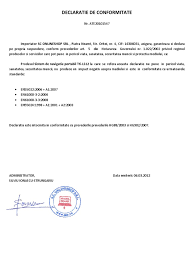 Model Declaratie De Conformitate Sistem De Navigatie