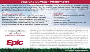 spotlight job clinical content pharmacist with epic in