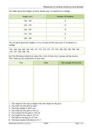 Translation of central tendency in russian. Ks4 Measures Of Central Tendency And Spread Exercise
