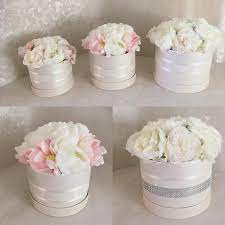 Beautiful Round Floral Hat Box Artificial Flower Arrangement Filled With Sunflowers And Lavender Gift Home Decor Birthday Anniversary Artificial Flower Arrangements Lavender Gifts Hat Box Flowers