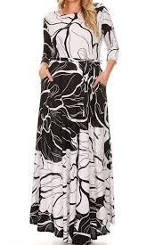 Black Boho Maxi Dress Uk Plus Size Black White Abstract Floral Print Pockets Boho Maxi Dress Xl 1x
