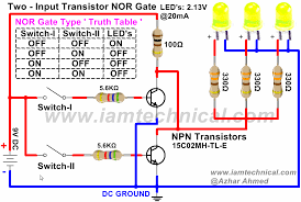 The transistors are configured as emitter followers, effectively creating a low impedance zener in a bjt, when a small current flow from the base to the emitter, that allows a. Nor Gate Using Npn Transistor Iamtechnical Com Nand Gate Electronics Workshop Transistors