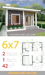 House Design 6x7 With 2 Bedrooms House Plans 3d In 2020 Simple House Design Small House Layout Small House Design Plans