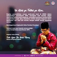 Ya allah peliharalah kesihatan anak anak kami dihari peperiksaan nanti. Lepasan Spm Ucapan Khas Ketua Pengarah Mara Buat Facebook