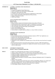 construction technician resume samples