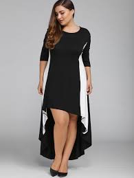 Black And White Color Block Dress Plus Size High Low Color Block Plus Size Maxi Dress In Black Sammydress Com Maxi Dress With Sleeves High Low Maxi Dress Plus Size Fashion