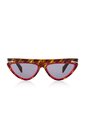 The cat eye shape is reflected in a pop of acetate detailing along the tip that flows with this. Logo Tortoiseshell Acetate Cat Eye Sunglasses By Fendi Moda Operandi