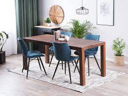 Unique block stainless steel table base. Oak Dining Table 180 X 85 Cm Dark Brown Natura Beliani De