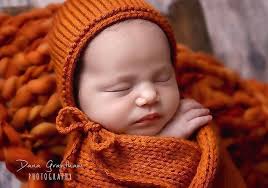 Rust Burnt Pumpkin Orange Merino Wool Thick Thin Layering Bump Blanket Knit  Wrap Bonnet Set Baby Newborn Photography Photo Prop Set Chunky