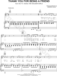 Thank You For Being A Friend From The Golden Girls Sheet Music In G Major Transposable Download Print Golden Girls Theme Golden Girls Golden Girls Gifts
