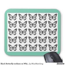 Black And White Mouse Black Butterfly Outlines On White Mouse Pad Zazzle Com Butterfly Outline Black Butterfly Butterfly Pattern