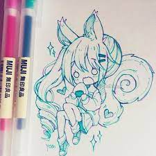 Smol Cheeeeb With Gel Pen Man I Love Muji Stationery I Wish They Made More Art Supplies Though W Cute Drawings Anime Drawings Kawaii Drawings