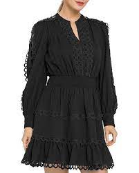 Blue black lace peplum short cocktail dress size 4 (s). Endless Rose Lace Trim Fit And Flare Dress Bloomingdale S