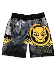 Get Ready For Adventure In These Awesome Boy S Black Panther Swim Trunks These Shorts Feature A Board Shorts Look An Boys Swim Trunks Trunks Swimwear Swimwear