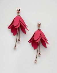 Ted Baker Florela Fuchsia Drop Flower Earrings Jewelry Trends Leather Jewelry Leather Earrings