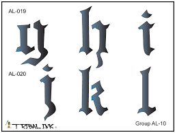 Check spelling or type a new query. Airbrush Tattoo Stencil Set Old English Alphabet Lower Case Large 10