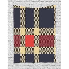 Checkered Tapestry Vintage Plaid Scottish Tartan Pattern With Retro Display Checks Lines Wall Hanging For Bedroom Living Room Dorm Decor Dark Blue