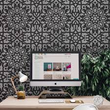 Black And White Wall Stencil Designs Zahara Moroccan Wall Stencil Stencils Wall Moroccan Wall Stencils Custom Wall Design