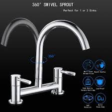 Our current kitchen sink mixer was leaking from the cartridge. Buy Maynosi Kitchen Sink Mixer Tap 2 Hole Kitchen Mixer Tap Dual Lever Bridge Faucet 180mm Centres Deck Mounted 1 4 Turn 360 Swivel Spout Chrome Plated Brass Free Flexible Hoses Online In Turkey B08psbctlk