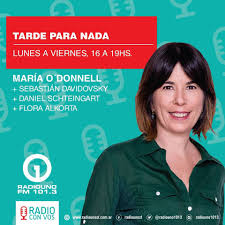 Según anunció en su cuenta de twitter, maría o'donnell estará a partir del 1ero de febrero de 2017 en radio con vos, donde hará una tira diaria de 17 a 20 horas. Radio Uno Fm 101 3 Maria O Donnell Con Tarde Para Nada Te Acompana En Tu Vuelta A Casa Por Fm 101 3 Facebook