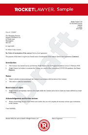 A contract termination letter is a formal letter informing one party to a contract the intention and action to cancel or terminate their business agreement or an ongoing business relationship. Force Majeure Contract Termination Letter Uk Template
