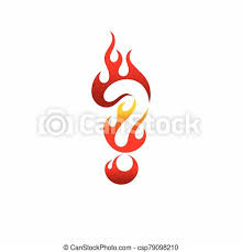 Fire burning forming question mark sign symbol isolated on black background. Question Mark Logo With Fire Concept Canstock