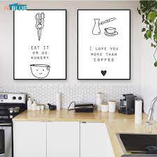 Shop for contemporary kitchen wall decor online at target. Modern Minimalist Quote Kitchen Wall Art Canvas Painting Nordic Poster Black And White Wall Pictures Print Home Decorative Canvas Kitchen Wall Art Kitchen Decor Wall Art Modern Kitchen Wall Decor