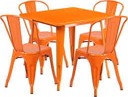 31 5sq Orange Metal Table Set Et Ct002 4 30 Or Gg In 2020 Metal Dining Set Outdoor Table Settings Flash Furniture