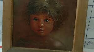 Listed Artist DONALD FERRIS ALLAN Rare Child Portrait 6x6 framed Beautiful  Face