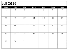 Kalender Juli 2019 Zum Ausdrucken Drucken Pdf