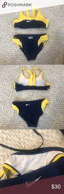 Nike Bikini Swimsuit Yellow And Navy Size 28 Bikinis Nike Bikini Yellow Swimsuits