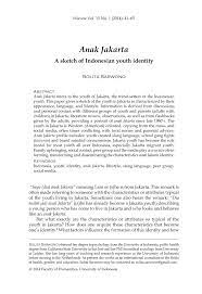 Pdf Anak Jakarta A Sketch Of Indonesian Youth Identity