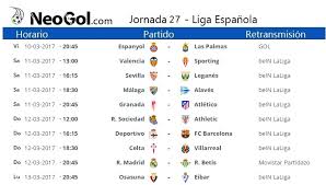 El torneo lo organiza la liga de fútbol profesional (lfp). Jornada 27 Liga Espanola 2017 Laliga Santander