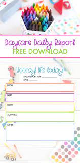 Download my free activity sheets for toddlers. Free Daycare Daily Report Child Care Printable The Diy Lighthouse