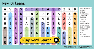 Artist evi coates provides a fun and colorful map of the crescent city's many treasures. New Orleans Word Search
