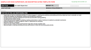 General and operations manager job description template word pdf. Car Wash Supervisor Job Descriptions
