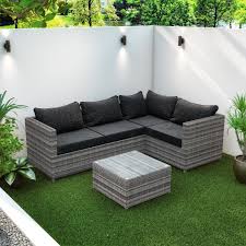We also stock modular rattan sofas so you can rearrange and move pieces however you please. Rattan Corner Sofa And Table Set In Grey Garden Furniture Furniture123