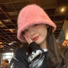 AT x Shopee Fashion Fair (Rabbit fur bucket hat women's autumn and winter  warm Korean fashion trendy new Internet celebrity plush fisherman hat  Japanese style basin hat)