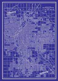 1944 Denver Street Map Vintage Blueprint Print Poster Street Map Blueprints Poster Prints