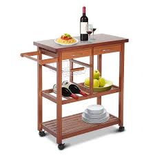 However, many people like to place it on one for the wine storage, you can get a door for it, but an open storage is far preferable. Kitchen Island Cart With Wine Rack And Wooden Cutting Board Top Fastfurnishings Com