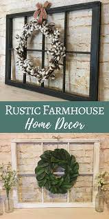 Antique Window And Wreath Rustic Farmhouse Home Decor Fixer Upper Style Farmhouse Ad Farmhousedecor Ru Window Frame Decor Frame Decor Window Wall Decor