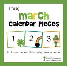Freebie March Pocket Chart Calendar Pieces Preschool Calendar School Calendar Teaching Calendar