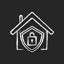 Smart Home Security System Chalk White Icon On Black Background Stock Vector Crushpixel
