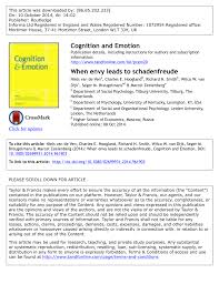 Pdf When Envy Leads To Schadenfreude