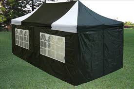 Palm springs 10 x 20 white party tent gazebo canopy with sidewalls. 10 X 20 Black And White Pop Up Tent Canopy Gazebo