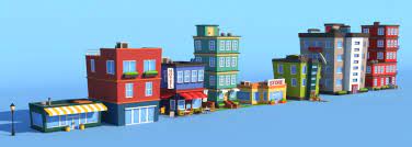 Cartoon Buildings 3d Model Cartoon Building City Cartoon Building