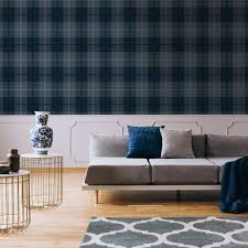 1200 x 925 jpeg 58 кб. Superfresco Easy Heritage Tweed Tartan Check Faux Fabric Effect Navy Wallpaper 108618