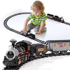All aboard the holiday express! Amazon Com Lucky Doug Christmas Train Set For Kids Battery Powered Train Toys With Light Sounds Include 4 Cars And 10 Tracks Classic Toy Train Set Gifts For 3 4 5 6 Years