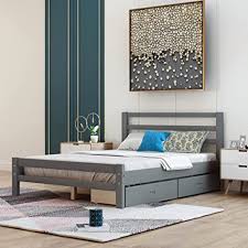 King size bed frames with drawers underneath. Amazon Com Full Platform Bed Frame With Two Storage Drawers Baysitone Full Size Bed Frame With Headboard 10 Wood Slats Support 500 Lbs Weight Capacity No Box Spring Needed
