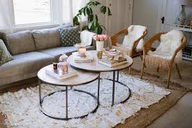 Small coffee table ideas inspirational end tables interesting living, source: Carpet In A Home Or Rental Can Be Challenging But Layering Rugs Is A High Meets Low In This Editor S Chic Abode Popsugar Home Photo 10 Decorating Small Spaces